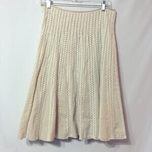 Sha Cha Cream Lace Pleated A Aline Skirt Womens L Crochet Cottage Core Boho